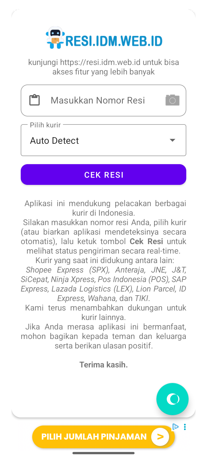 Cek Resi IDM Lite Screenshot